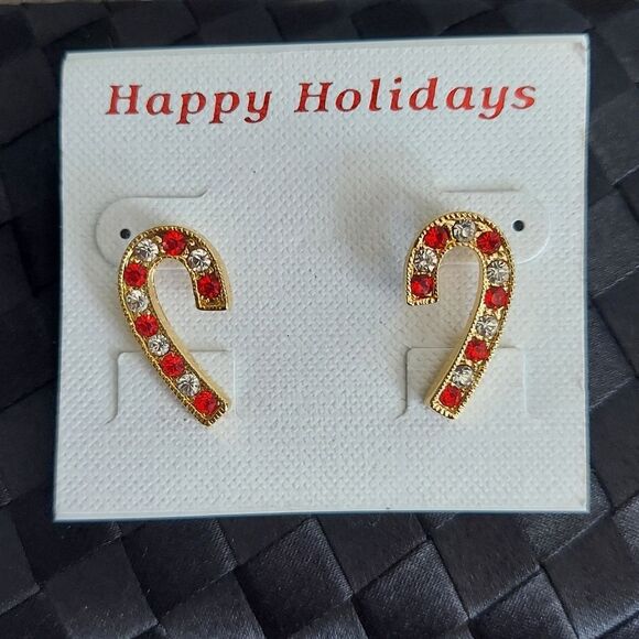 Happy Holidays Candy Cane Earrings - Picture 1 of 3